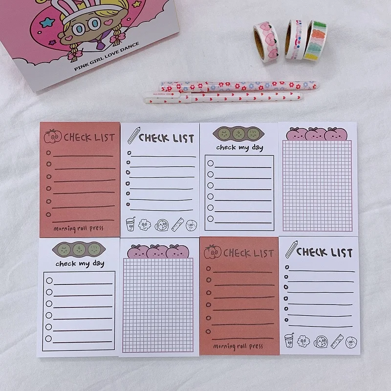 50 sheets Ins Simple style Students Sticky Notes Grid Peach Memo Pad creative To Do List Stationery Diy Kawaii Planner Stickers |