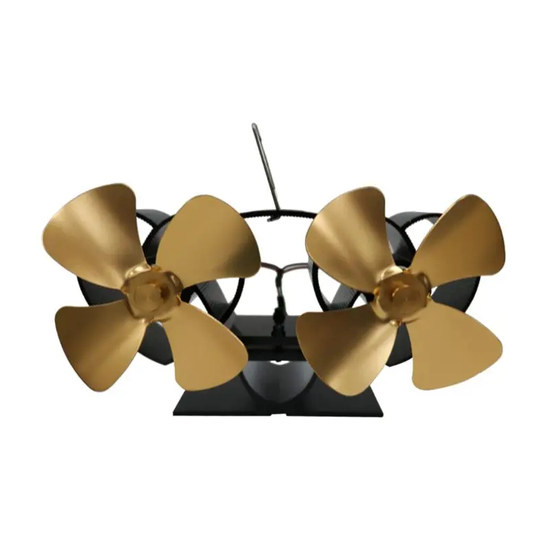 

Heat Self-Powered Fireplace Stove Top Fan Quiet 8 Blades 2 Monitors Aluminum Efficiently Warm Large Room Wood Log Burner