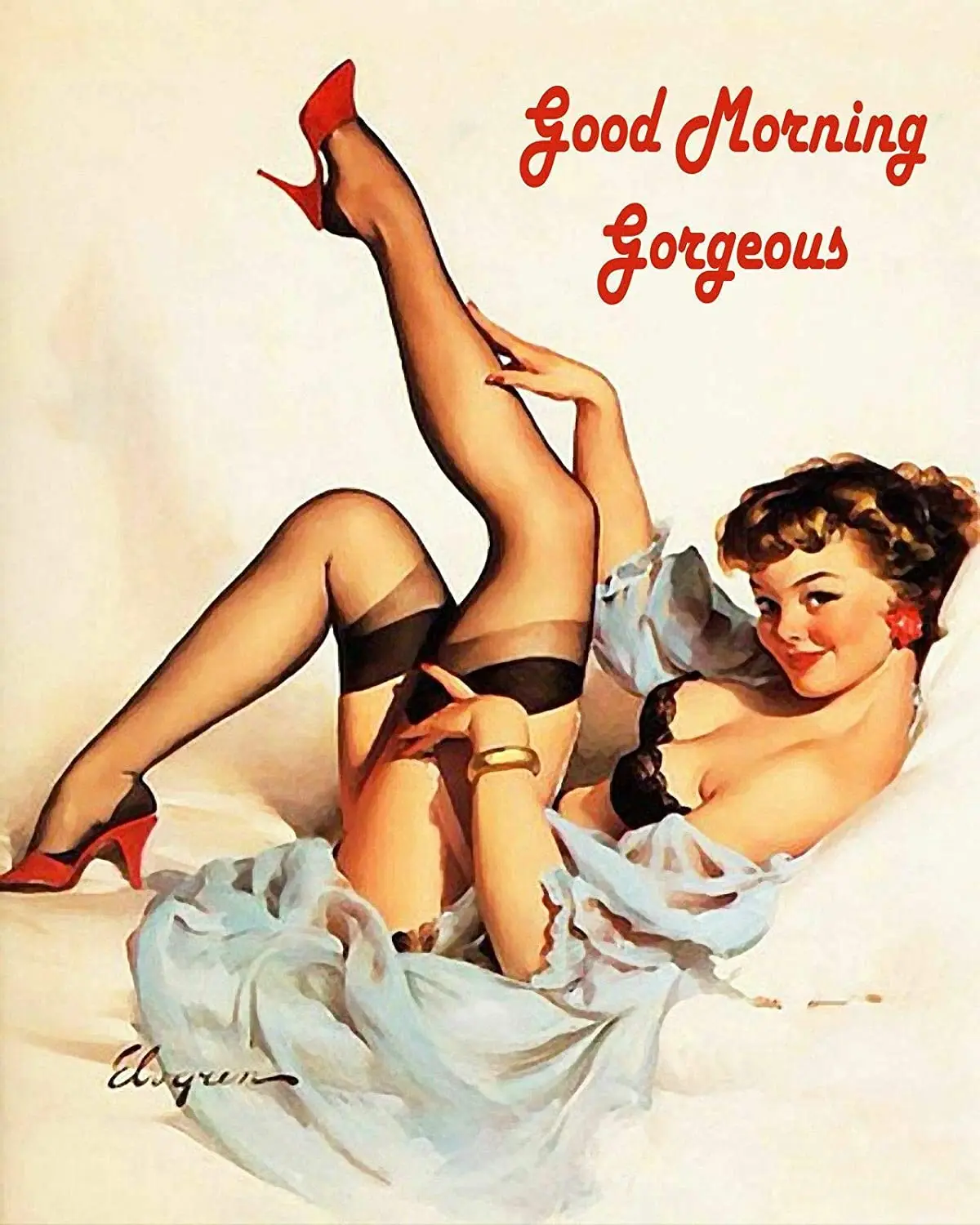 

Good Morning Pinup 12x8 Inch Vintage Retro Decor Metal Tin Sign