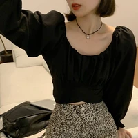 fashion korean version of solid color design 2021 spring new back slim casual long sleeved y2k top with bow top women t shirt