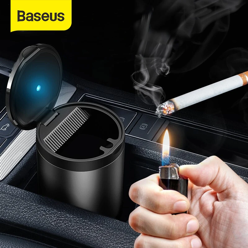 

Baseus Car Ashtray LED Aluminum Alloy Ash Tray For Audi BMW Golf Cars Cup Holder Accessories Auto Ashtray Cigarette Holder Box