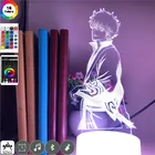 Акриловый светодиодный ночник без рисунка, Саката гинтоки, фигурка GINTAMA для детской комнаты, 3D лампа, атмосферный декор, ночсветильник с USB и Bluetooth-основанием