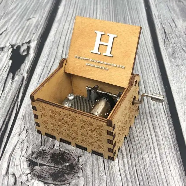 Wood H Деревянная музыкальная шкатулка Симпсоны, ручная Игра престолов, Звездные войны, Imagine John queen, музыкальная шкатулка, Рождественский подарок - Цвет: Wood H