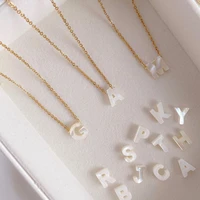 10pcs natural sea shell letter necklace thin chain initial necklaces for women collier dainty mother of pearl choker necklace