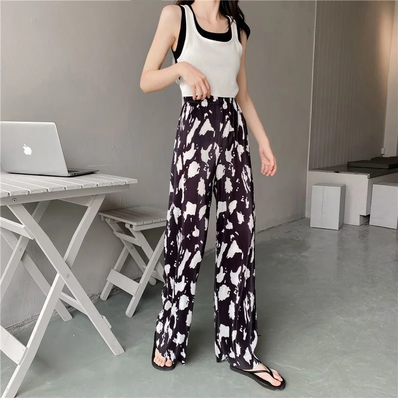 

2021 new summer thin Japanese tie dyed wide leg pants for women