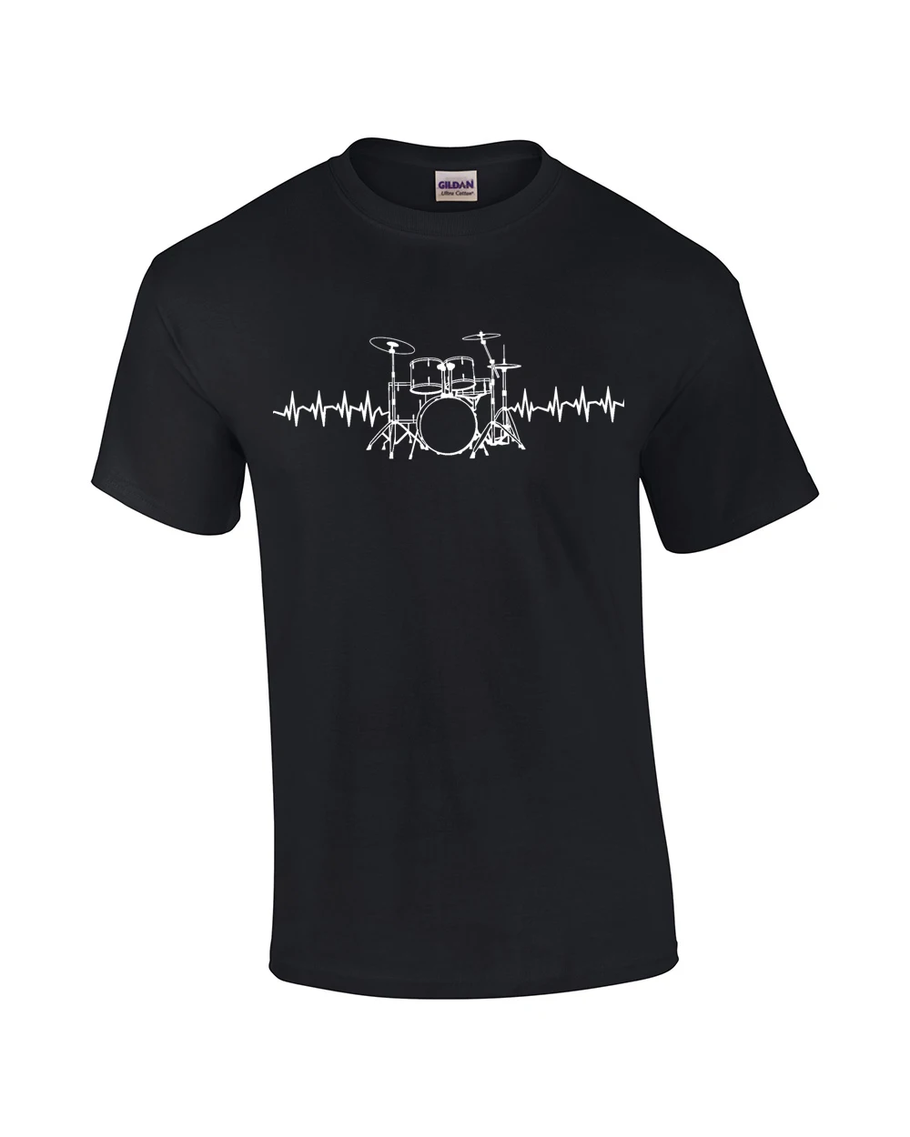 

Brand Men Fashion Summer Listing Fashion Drummer T-Shirt Drumset With Heart Pulselogo T Shirts