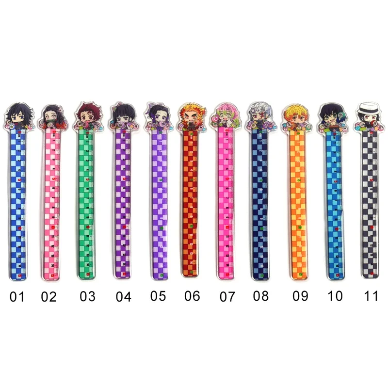 

Japan Anime Demon Slayer Kimetsu No Yaiba Hashibira Inosuke Agatsuma Zenitsu Figure Ruler Measuring Scale Students Cartoon Gift