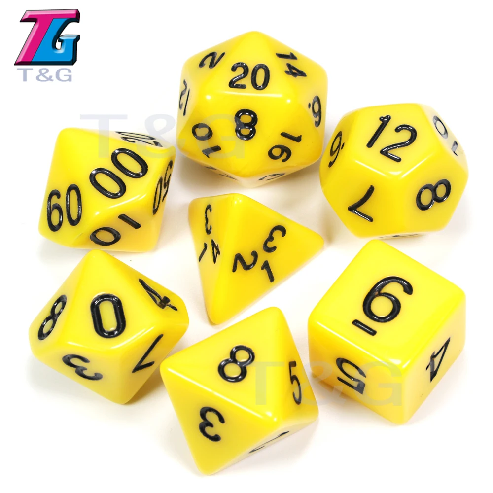 03 Yellow Одежда высшего качества 7 шт./компл. акриловые многогранные TRPG игры для Подземелья и Драконы непрозрачные D4-D20 Multi по бокам кости Pop для игровая - Цвет: 03 Yellow