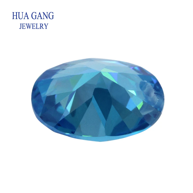 

One Hole Aqua Blue Oval Shape Cubic Zirconia Brilliant Cut Loose CZ Stone Synthetic Gems Beads For Jewelry Size3X5-12X16mm