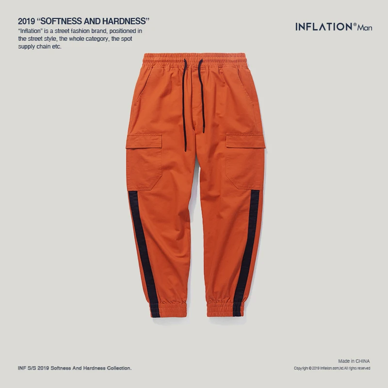 INFLATION Ankle Banded Pants Male Brand Trousers Mens Womens Casual Jogger Pencil Pants Streetwear Brand Clothing 8868W - Цвет: orange