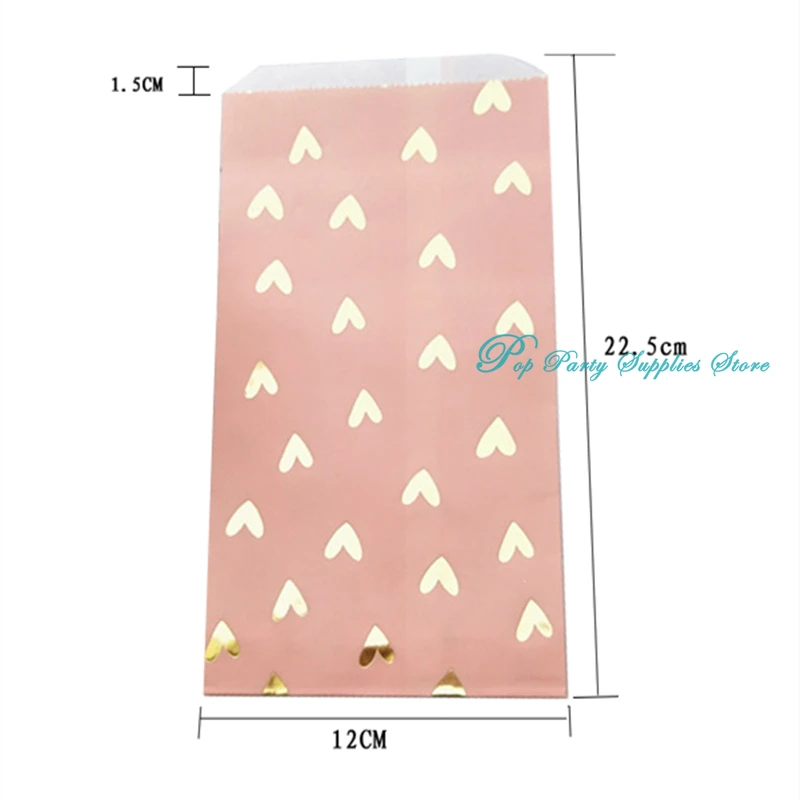

25pcs/bag Paper Bag Rose Gold Candy Gift Foil Heart Sticker Wedding Bridal Baby Shower Wedding Birthday Anniversary Favor Bag