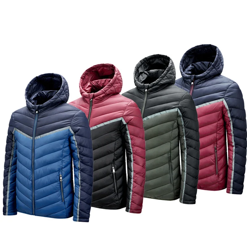 

Men's down cotton coat autumn winter coat detachable hat men's light