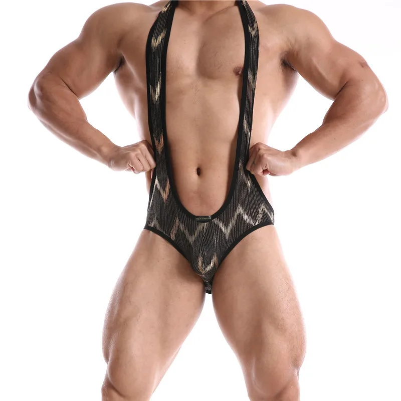 Men Undershirt Bodysuit Open Butt Underwear Sexy Wrestling Suit Men Men's One-Piece Jumpsuit Suspender Teddies Underwear