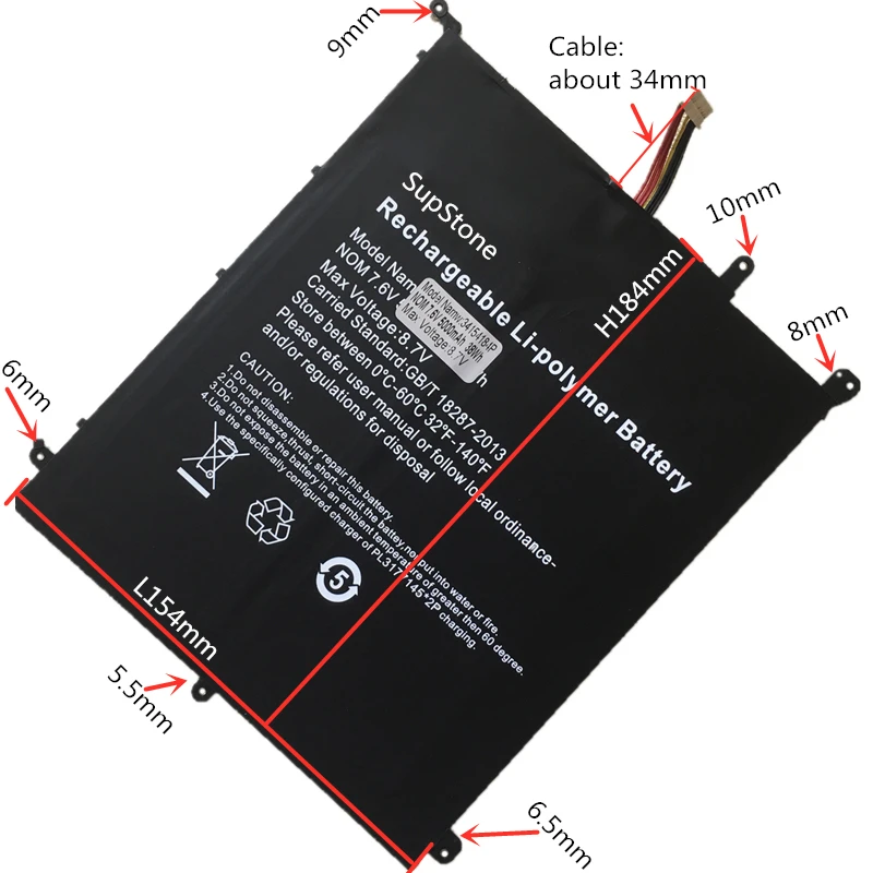 

SupStone New HW-34154184 34154184P Laptop Battery For Chuwi Aerobook G139 CWI547 CWI510 Tablet PC free shipping and return