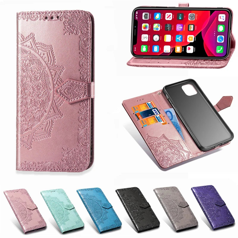 Mandala Leather Flip Phone Case For iPhone 11 XS Max Pro XR X 8 7 6 Plus 5 5S SE 2020 Wallet Back Cover | Мобильные телефоны и