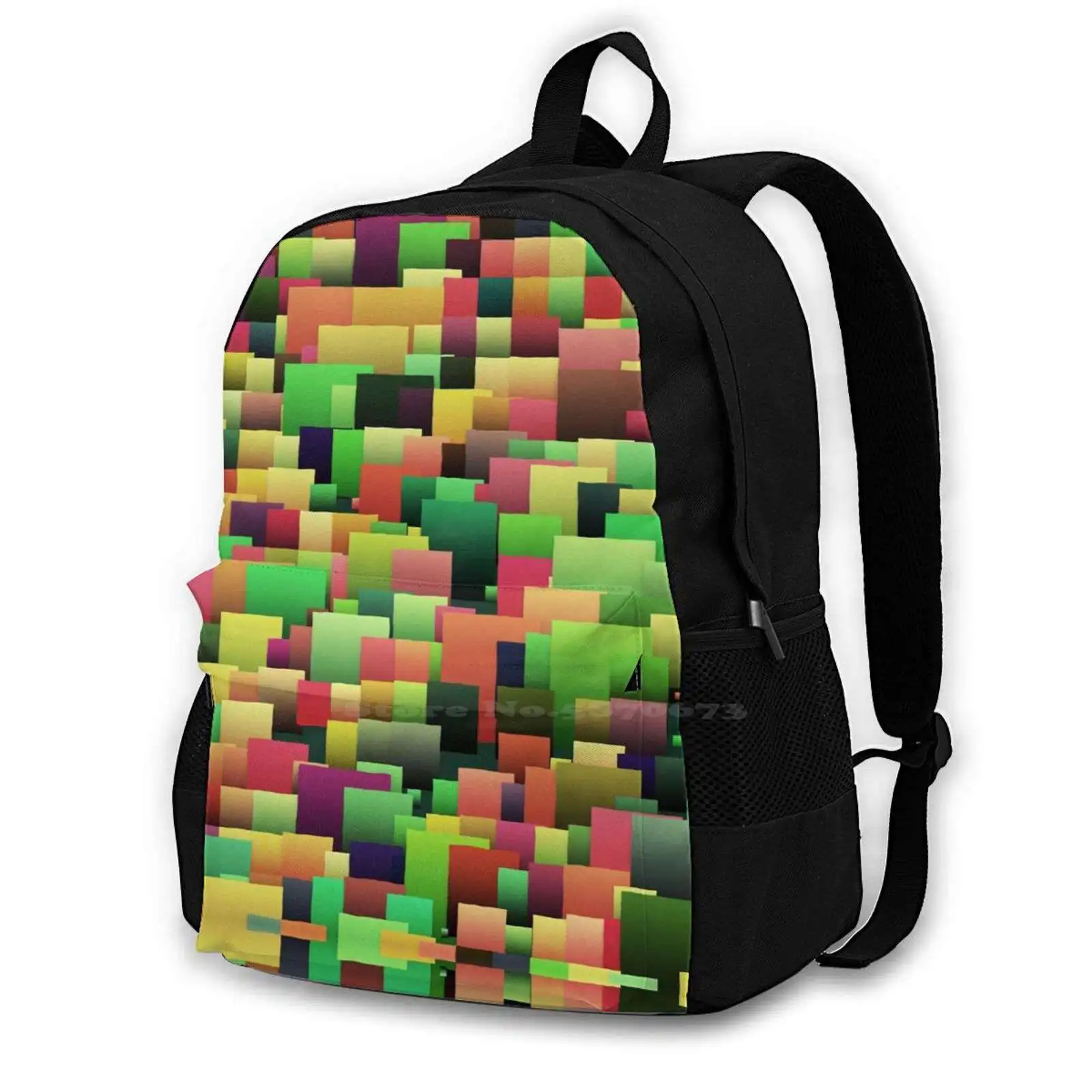 

Green City School Bags For Teenage Girls Laptop Travel Bags Green Pastel Music City Poem Yellow Red House Room Tile Cube