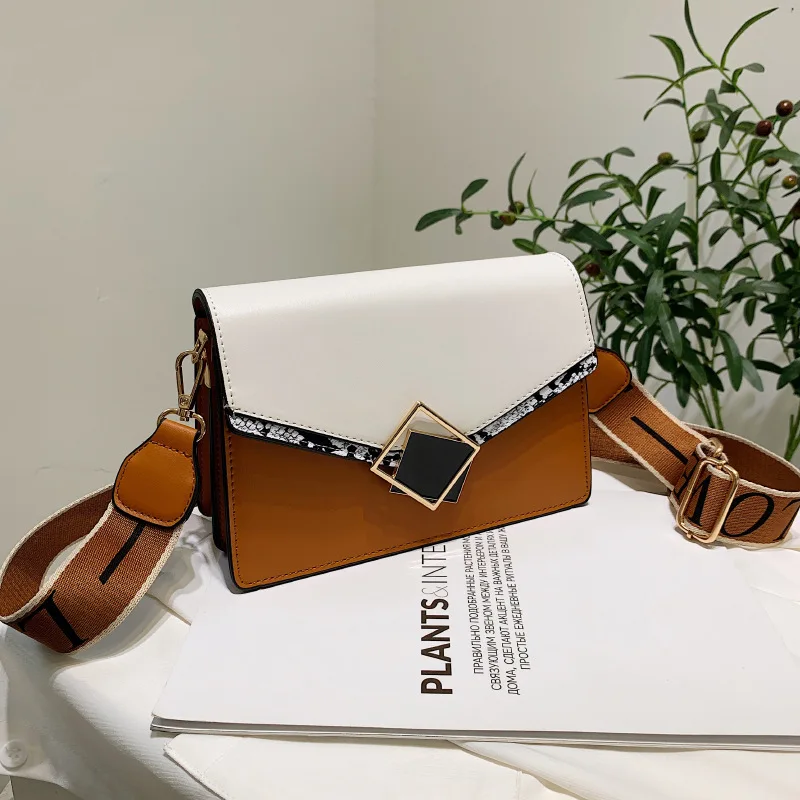 

Women Bags Luxury Brand High Quality PU Leather Fashion Snake Print Designer Handbags Wide Shoulder Strap Shoulder Crossbody Bag