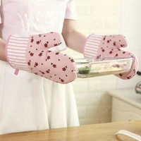 1 pair oven gloves microwave insulation mat heat resistant bbq cooking baking gloves household kitchen pot oven holder mittens