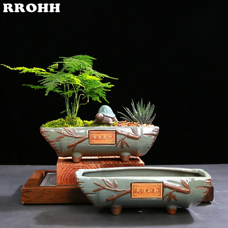 Креативный керамический винтажный цветочный горшок простой контейнер для