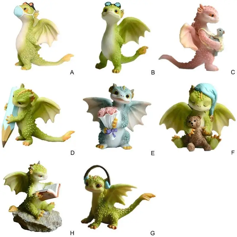 

Cute Dragon Statue Animal Sculpture Resin Crafts Home Garden Micro-landscape Decoration Ornaments Figurine Collection Gift