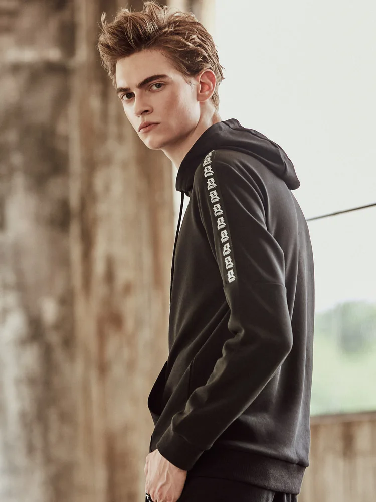 

361 degree sportswear men's autumn new hooded Pullover Top Casual simple big pocket white sportswear