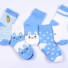 100% хлопок 5 партЛот Детские носки для новорожденных милые Мультяшные синие Розовые Носки для мальчиков и девочек для осени и зимы Детские носки наборы