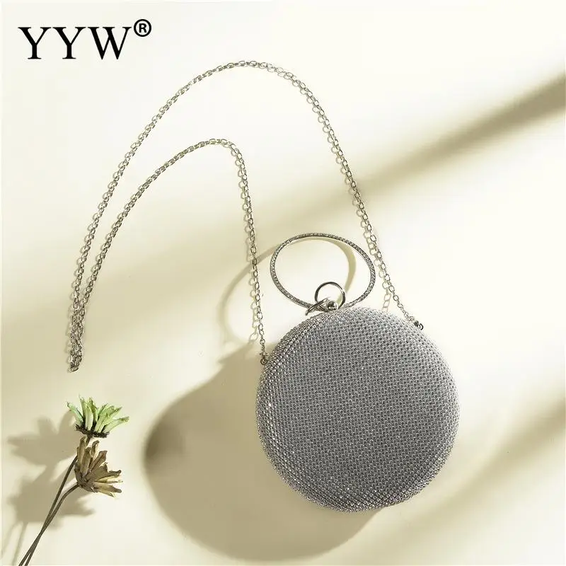 

Women Wedding Evening Clutch Round Bag Purses Handbags Crossbody Party Shoulder Bags Clutch Gillter Handbag 2020 Bolso Mujer