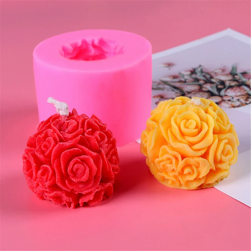 

DIY 3D Rose Flowers Ball Silicone Soap Mold Candle Molds Handmade Aromatherapy Candle Soap Making Home Art Decoration Tool