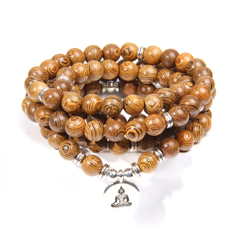 Подвеска-ом лотоса 108 бусин браслет настоящий Сандал буддийский Будда дерево