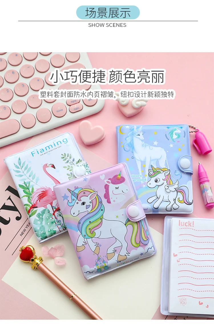 Мини Единорог блокнот с Фламинго с ручкой набор Kawaii животных медведи карманные блокноты для детей новые подарки студенческие канцелярские принадлежности
