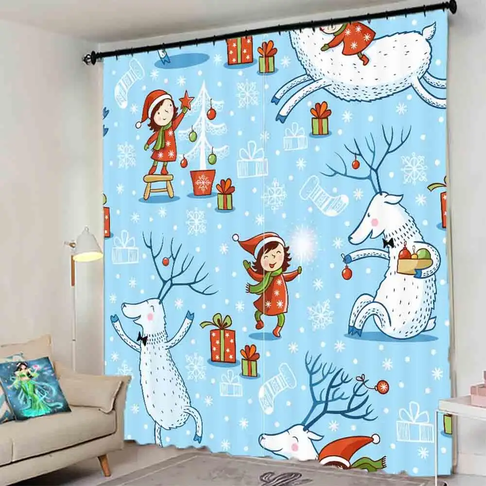 

Custom 3D Window Curtain Kids Room Curtains Living Room Bedroom Blackout Curtain Drapes Modern Christmas Printing Cortinas