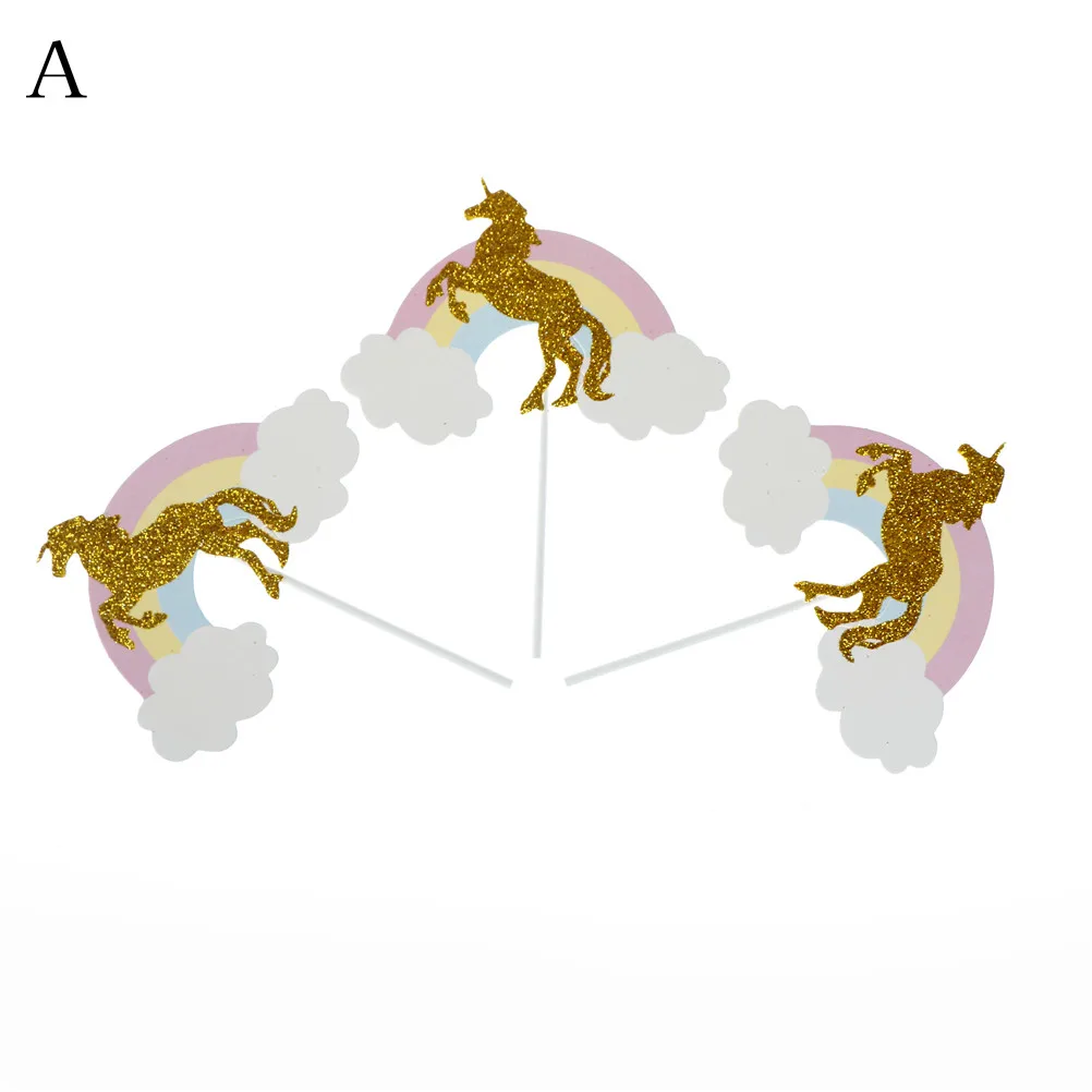 3 шт. вечерние топы с единорогом радужными бантиками и кексами для детского душа