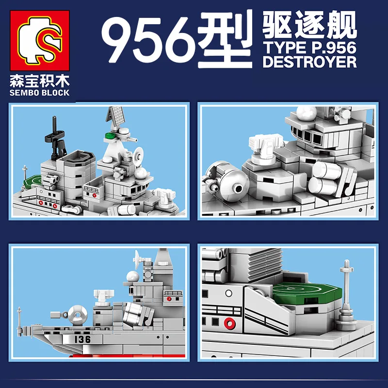 

Sembo 436pcs Type P.956 Warship Building Blocks Toys Model Battleship Military Series Constructor Bricks Toys for children