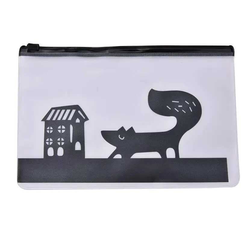 Новые милые кавайные черные прозрачные полихлорвиниловые сумки для файлов на