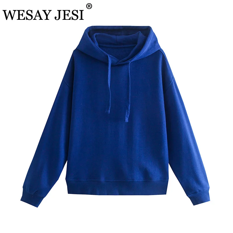

WESAY JESI ZA Women's Sweatshirt Long Sleeve Casual Hoodie Chic Pullover Oversized Sweatshirt Hooded Drawstring Tops Streetwear