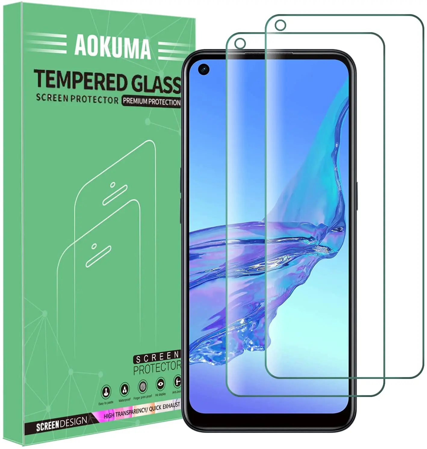 

AOKUMA OPPO A53/A53S Tempered Glass Screen Protector, [2 Pack] Premium Quality Guard Film, Case Friendly, Shatterproof,