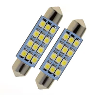 2pcs white car interior dome 3528 smd 12 led 42mm bulb festoon lamp reading lights super bright set car replacement accessories
