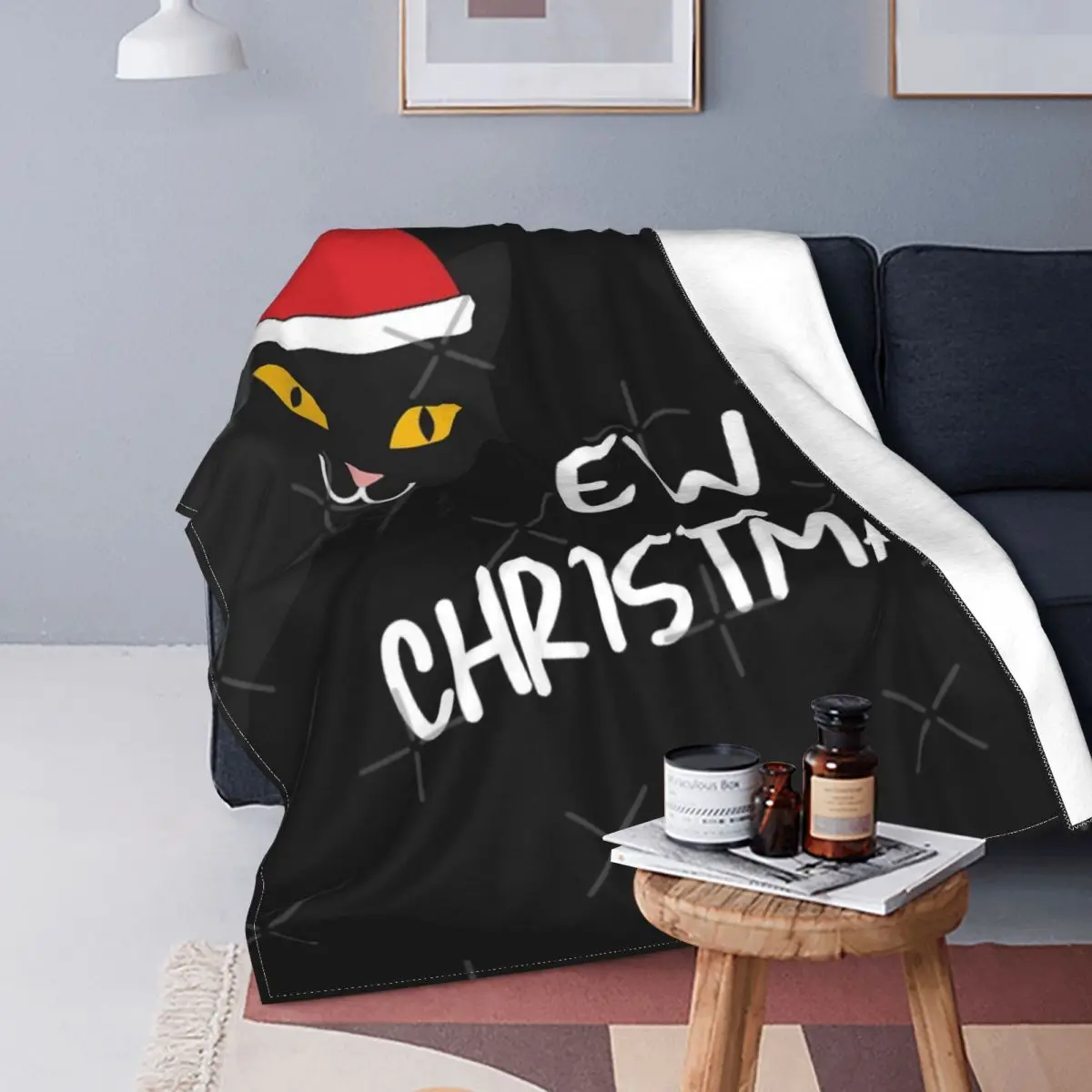 

Ew-Manta con capucha de gato negro, colcha para cama, sofá, manta a cuadros, 5 unidades