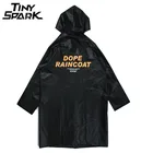 Куртка с капюшоном мужская, Модный водонепроницаемый дождевик в стиле хип-хоп, уличная одежда, повседневная длинная куртка, черный матовый 2021