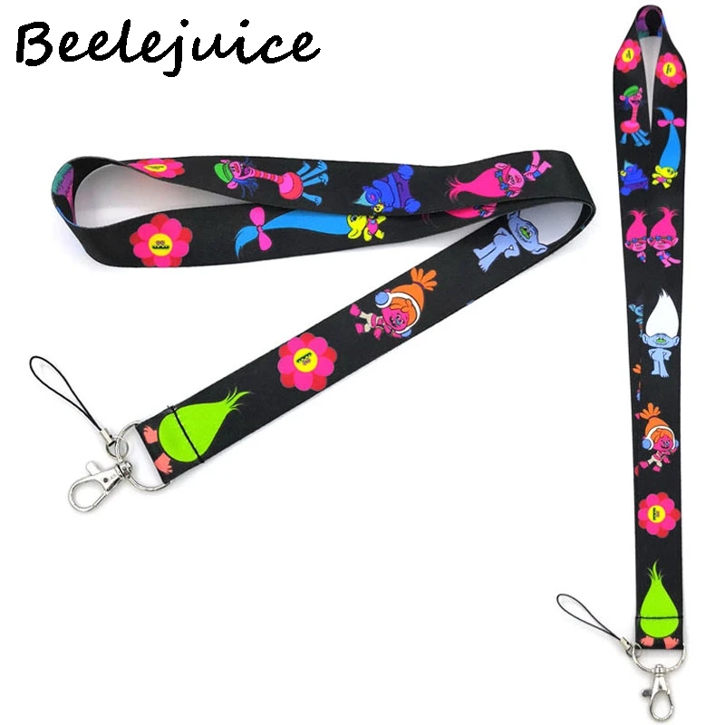

24pcs TROLLS cartoon Neck Lanyard keychain Mobile Phone Strap ID Badge Holder Rope Key Chain Keyrings cosplay Accessory Gifts
