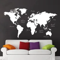 Continent Ocean World Map Wall Stickers For Living Room Large Pattern Murals Decor Classroom Vinyl Home Interior Wall Decal Y312