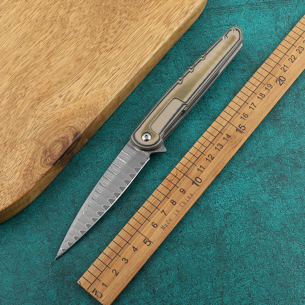 

New VG10 Damascus Blade G10 Handle Kitchen Knife Outdoor Tool Survival Hunting Tactical Knife Self-defense Pocket Knife
