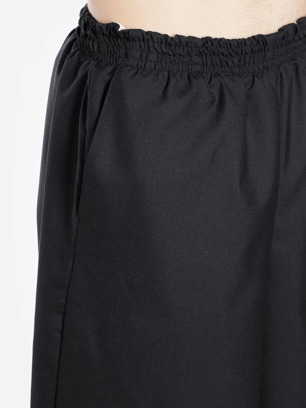 

Korea Black Pleated Wide Leg Pants Fashion New Women 2020 Summer Elastic Waist Pocket Elegant Style Calf Length Pants DMY