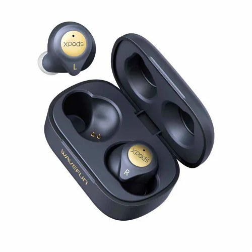 Wavefun XPods 3T Беспроводной Наушники Hi-Fi aptX Беспроводной зарядки наушники полностью 45 часов время работы в режиме воспроизведения музыки CVC8.0 наушники с микрофоном - Цвет: Черный