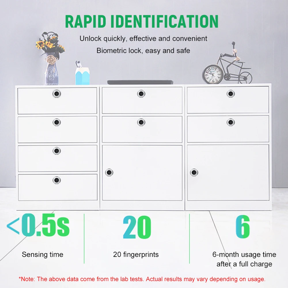

T21 Smart Fingerprint Lock Electronic Drawer Lock USB Rechargeable Lock for Home Office Keyless Biometric Cabinet Lock