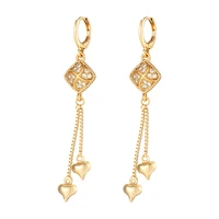 fashion square earrings with chain heart pendant 10mm gold hoops long hippie earrings women ear piercing jewelry luxurious gifts