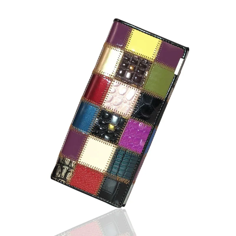 3 сложения модные женские кошельки из натуральной кожи Лоскутная застежка карман