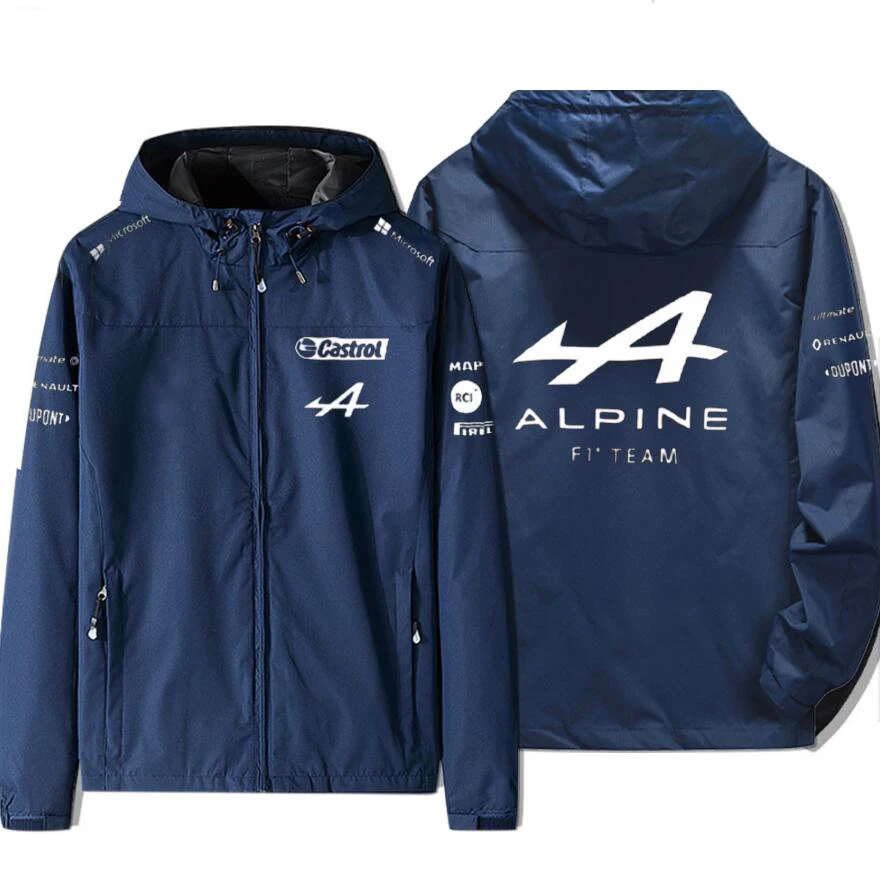 

NEW 2021 Season Alpine FI Team Motorsport Windproof Hoodie Men's Full Zip Sweat Jacket ARacing Motocross Clothing