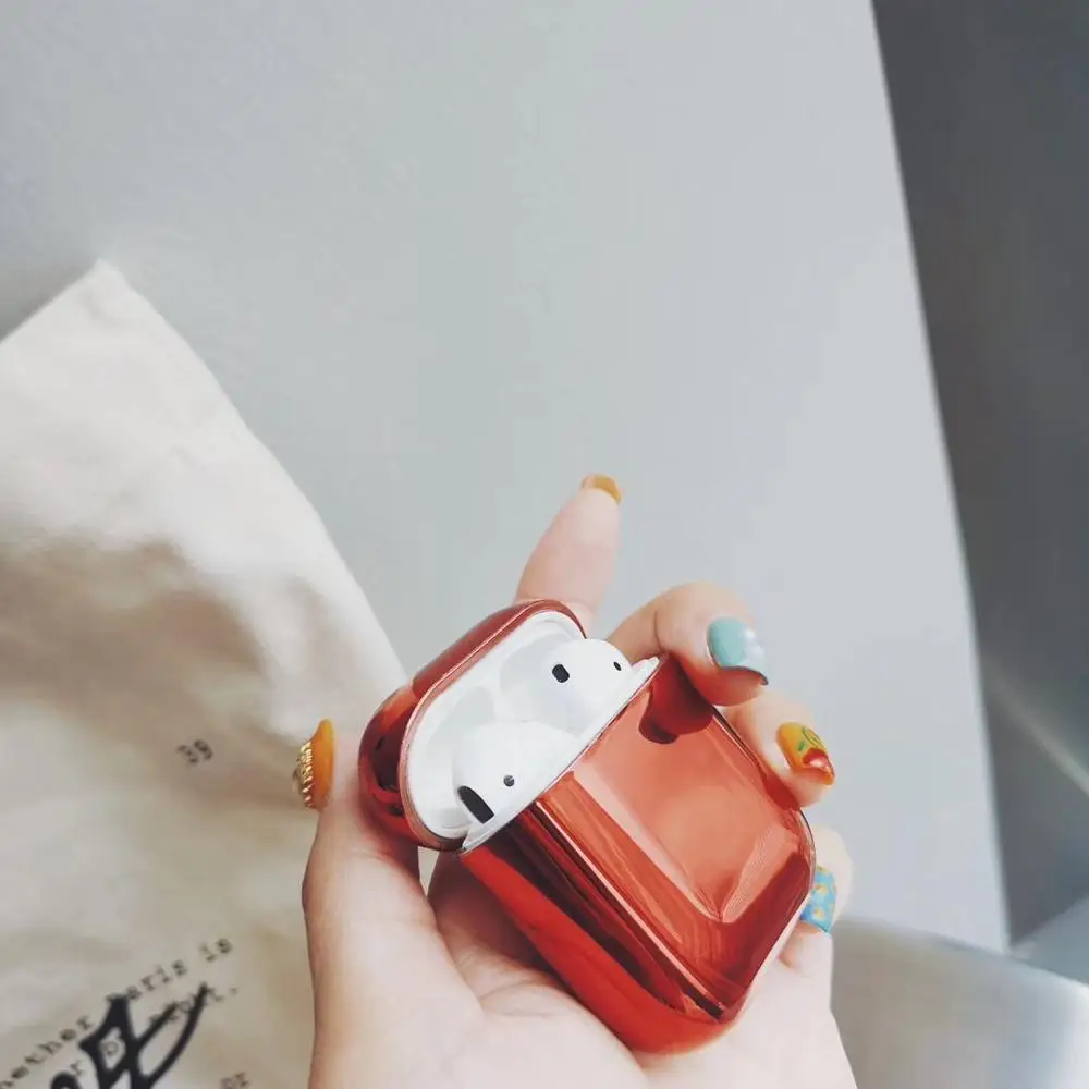 Роскошный позолоченный чехол для AirPods, модный градиентный защитный чехол для air pods 2, беспроводной чехол для наушников - Цвет: Красный