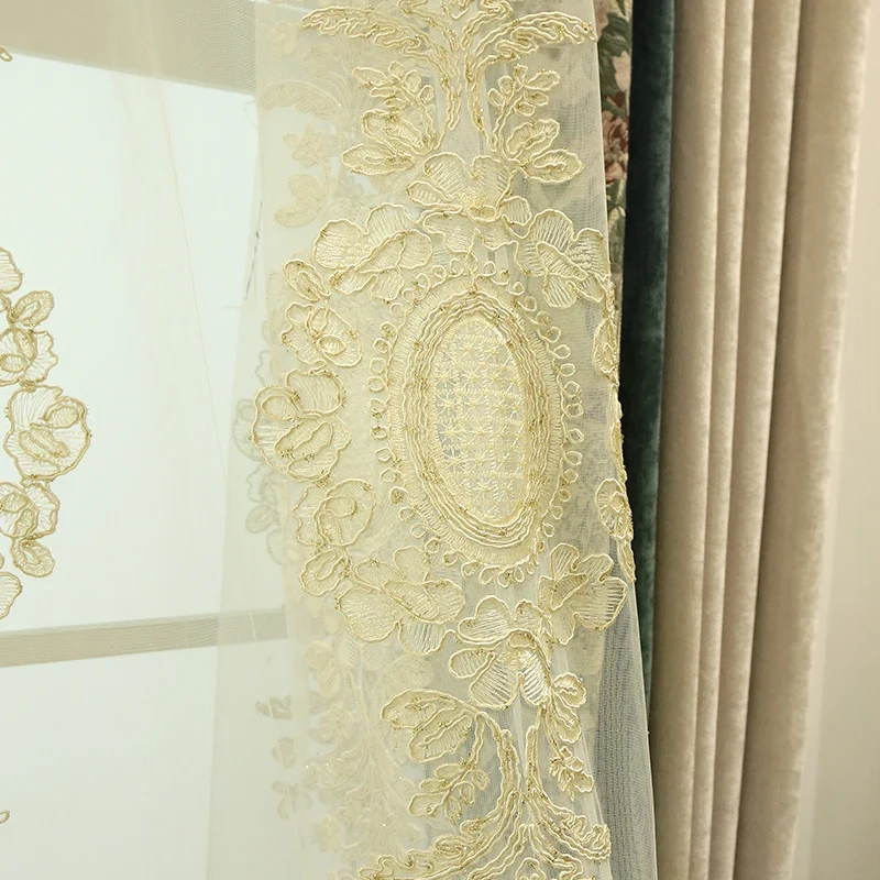 

Luxury Atmosphere European American French Chenille Curtains High-end Living Room Bedroom Luxury Shading 2021 New Curtains